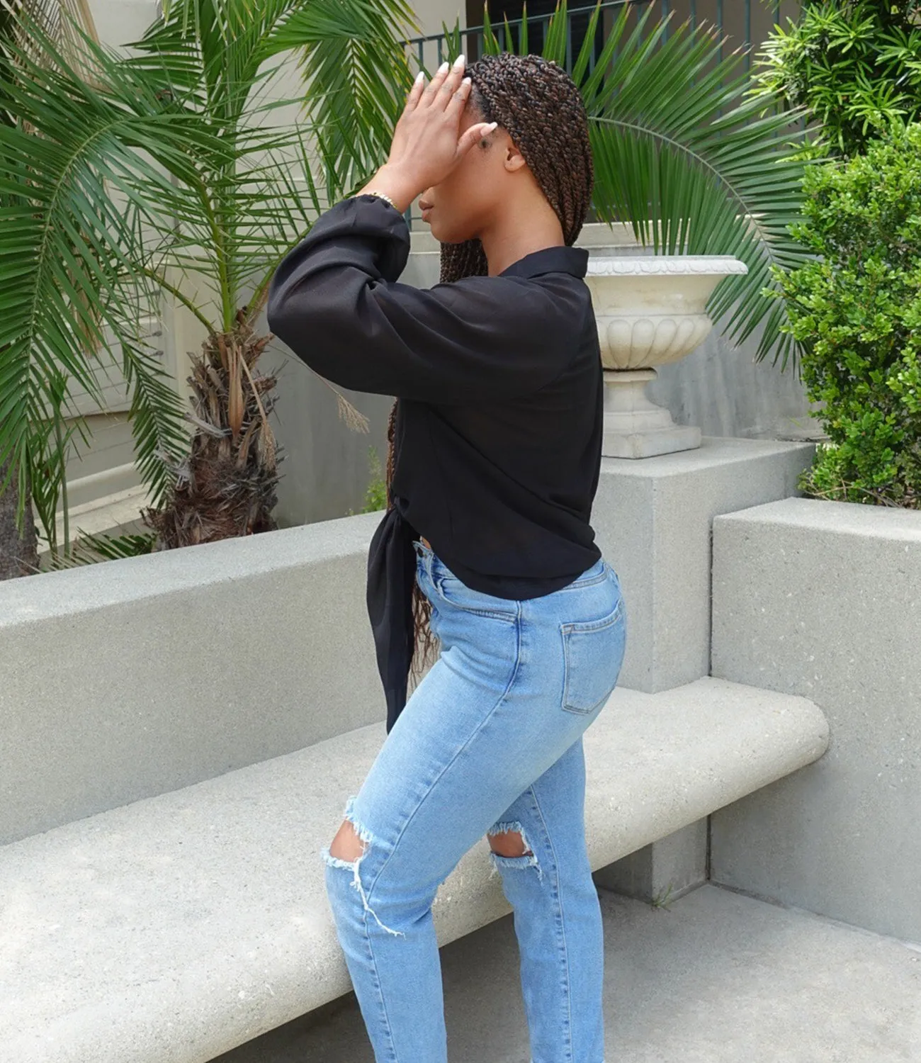 Secrets Out Wrap Top(Black)
