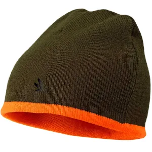 SEELAND Ian Reversible Beanie Hat - Hi-vis Orange / Pine Green