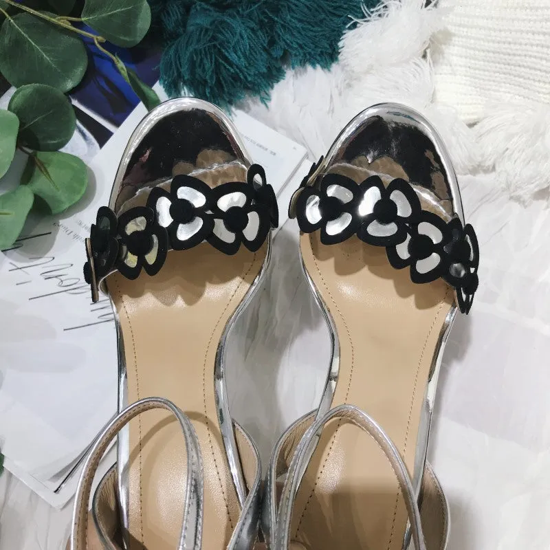 Sexy 2022 Genuine Leather Shoes Summer Silver Stiletto Heel
