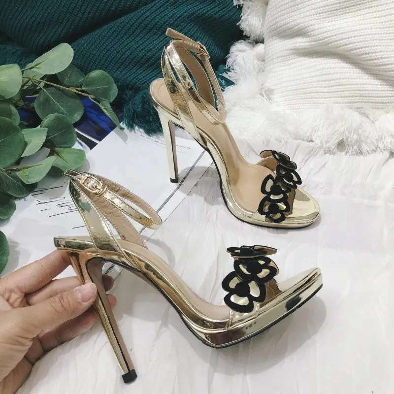 Sexy 2022 Genuine Leather Shoes Summer Silver Stiletto Heel