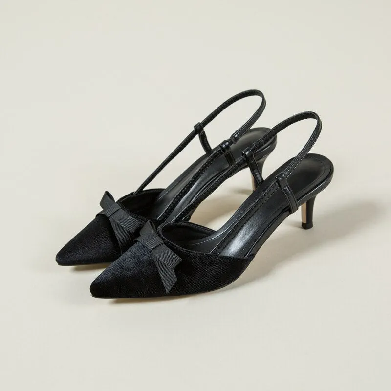 Sexy Pointy Toe Sandals Women Pumps Butterfly-knot Decor Summer Shoes
