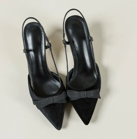 Sexy Pointy Toe Sandals Women Pumps Butterfly-knot Decor Summer Shoes