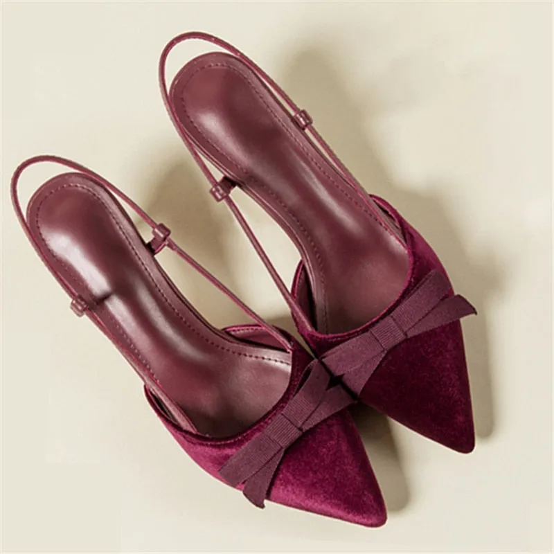Sexy Pointy Toe Sandals Women Pumps Butterfly-knot Decor Summer Shoes