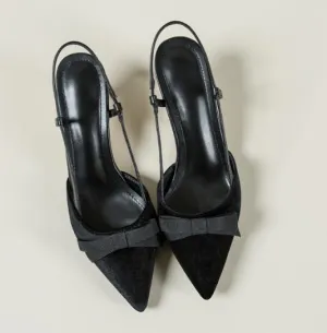 Sexy Pointy Toe Sandals Women Pumps Butterfly-knot Decor Summer Shoes