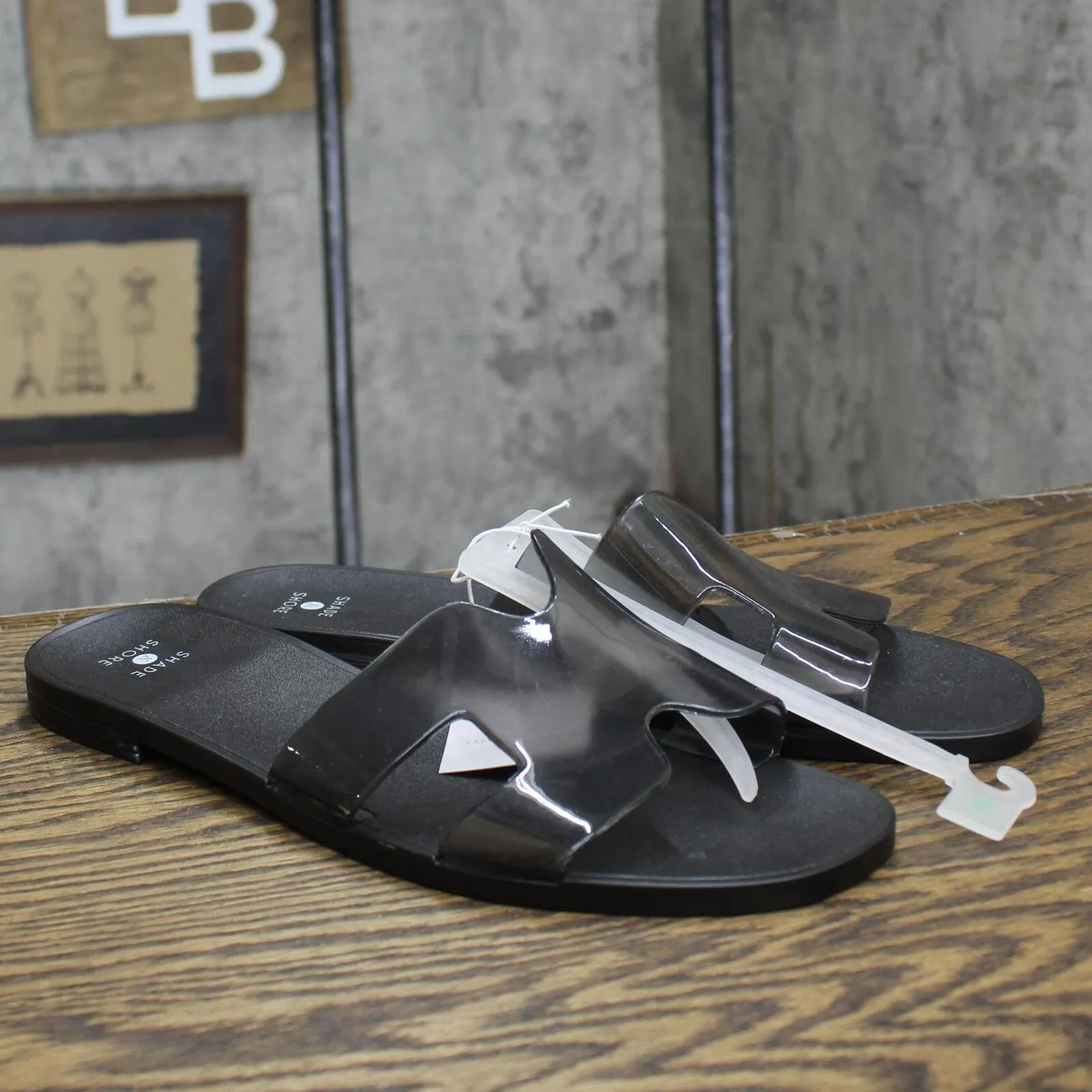 Shade & Shore Womens Bonnie Jelly Slide Sandals 89887066 Black 10M