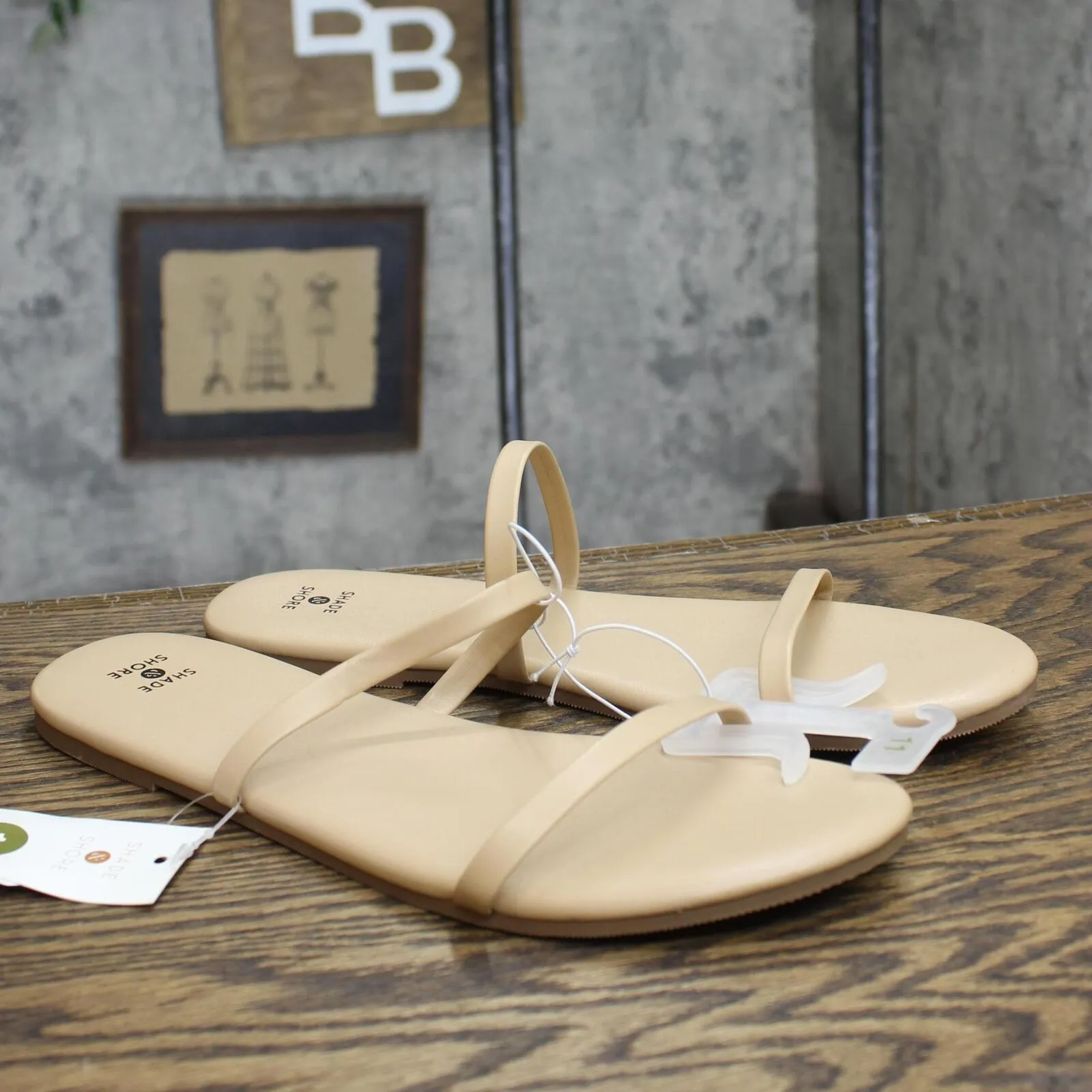 Shade & Shore Womens Indi Slide Sandals 89255338 Tan Brown 11M