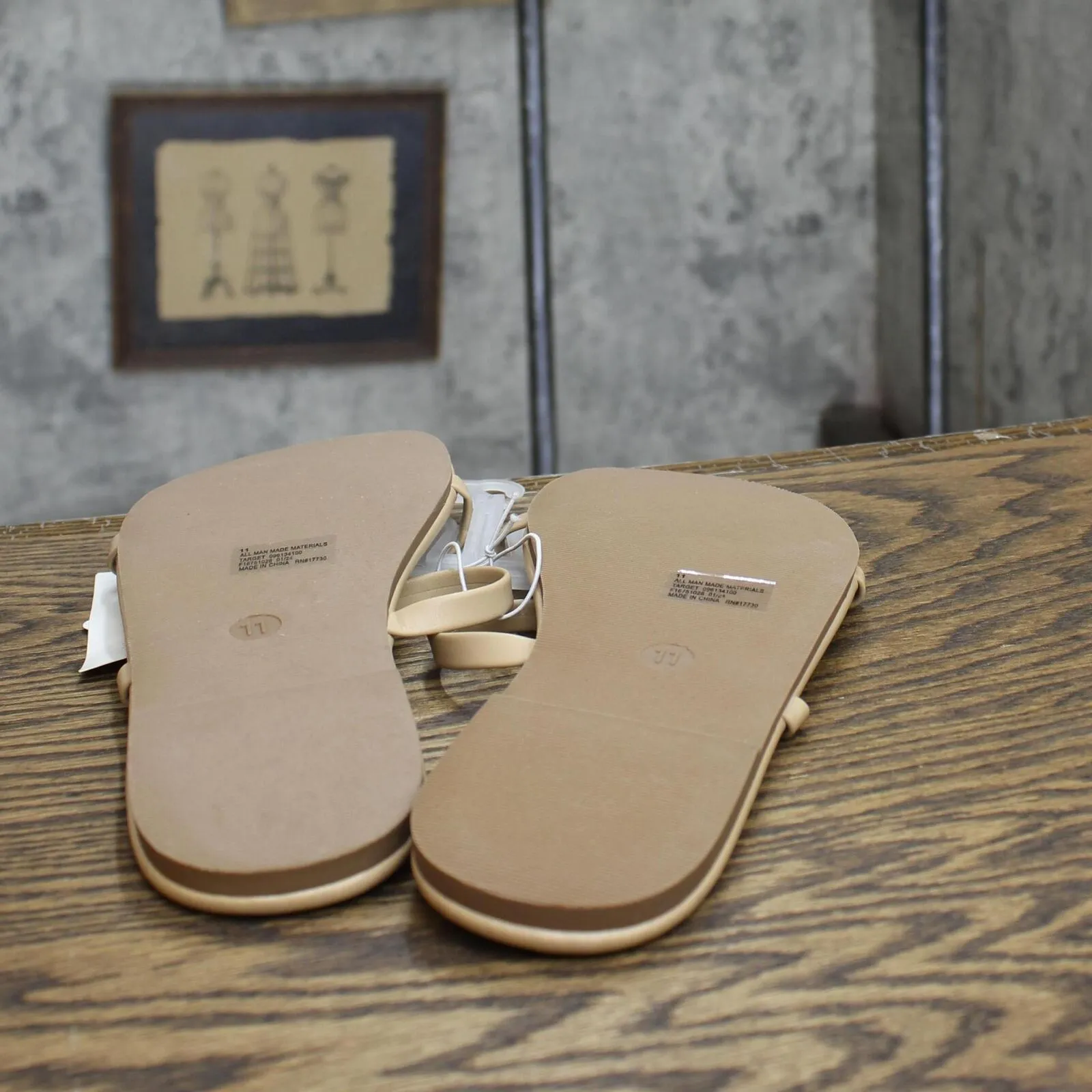 Shade & Shore Womens Indi Slide Sandals 89255338 Tan Brown 11M