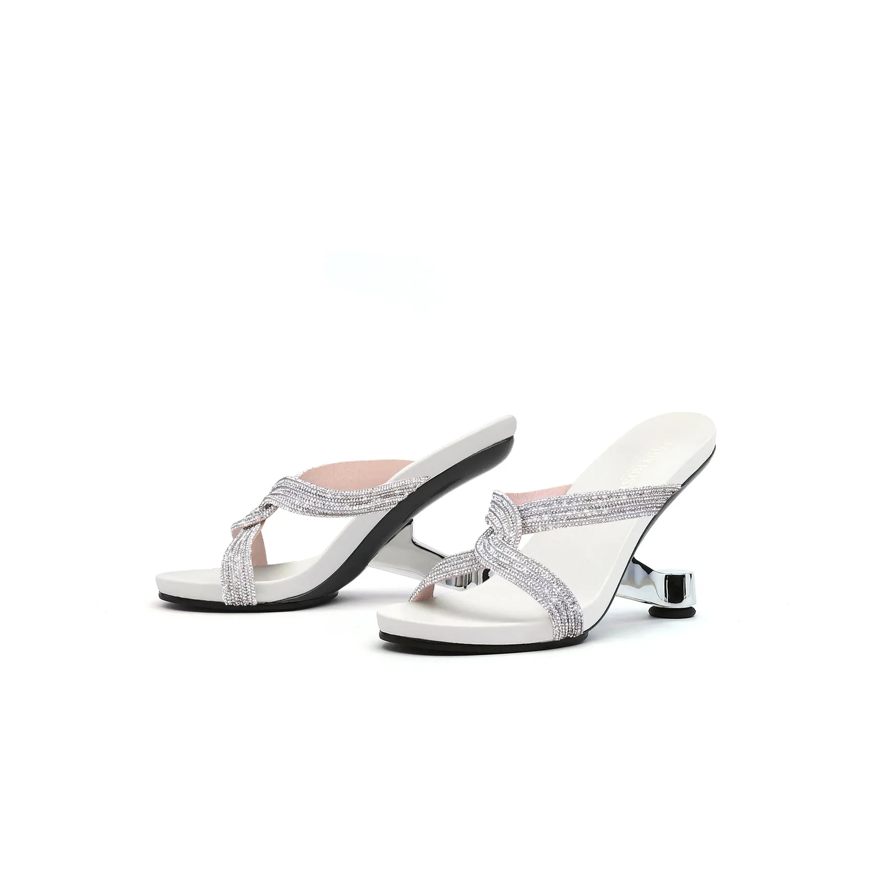 Shamira Shimmer Strap Leather Sandal- Silver