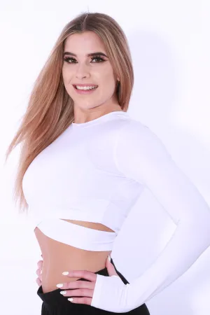 Shapewear Cross body long sleeve- white