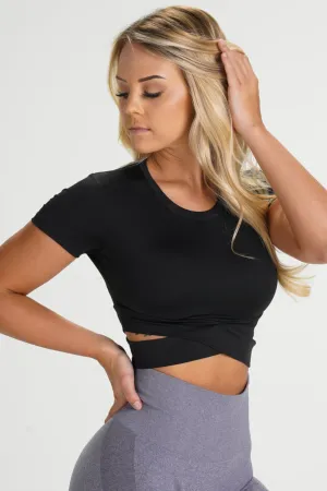 Shapewear Cross body tee- black