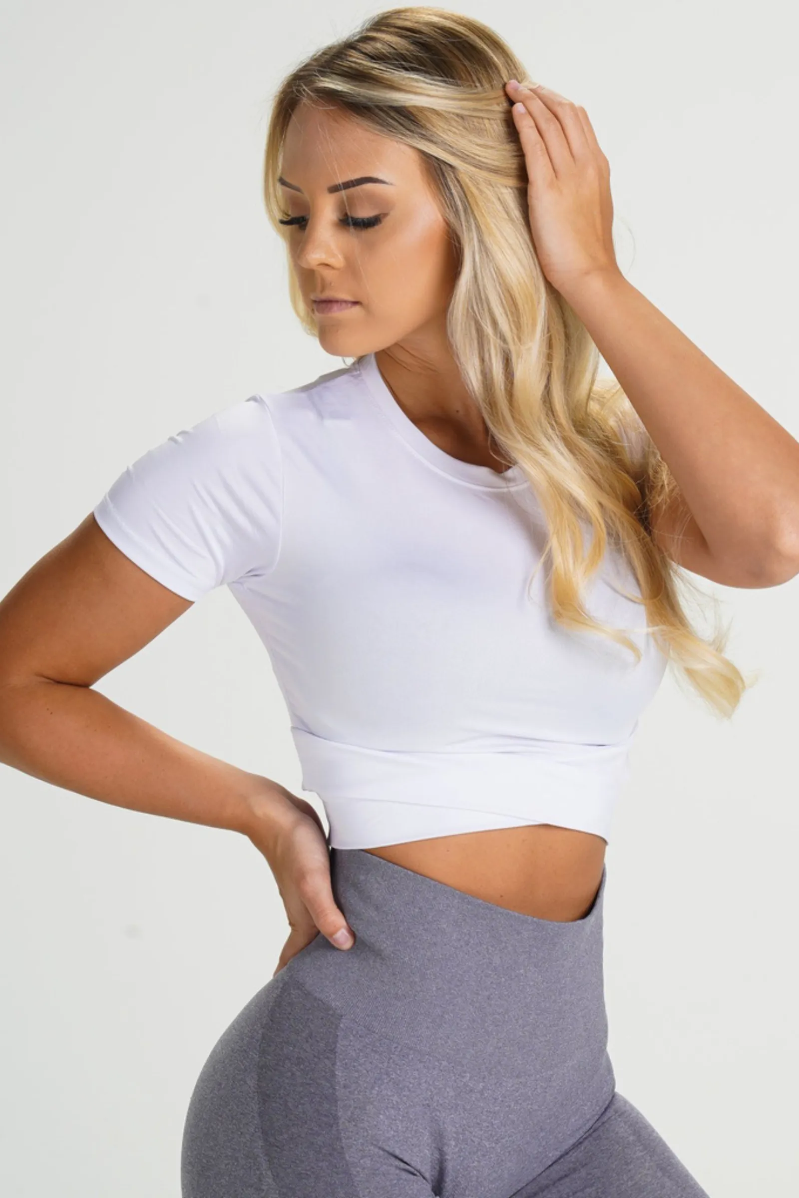 Shapewear Cross body tee- white