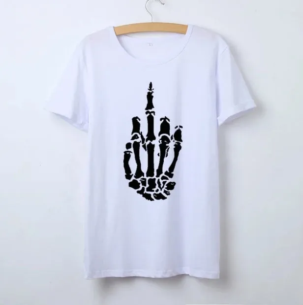 Skeleton Finger gesture Graphic T Shirt for Women