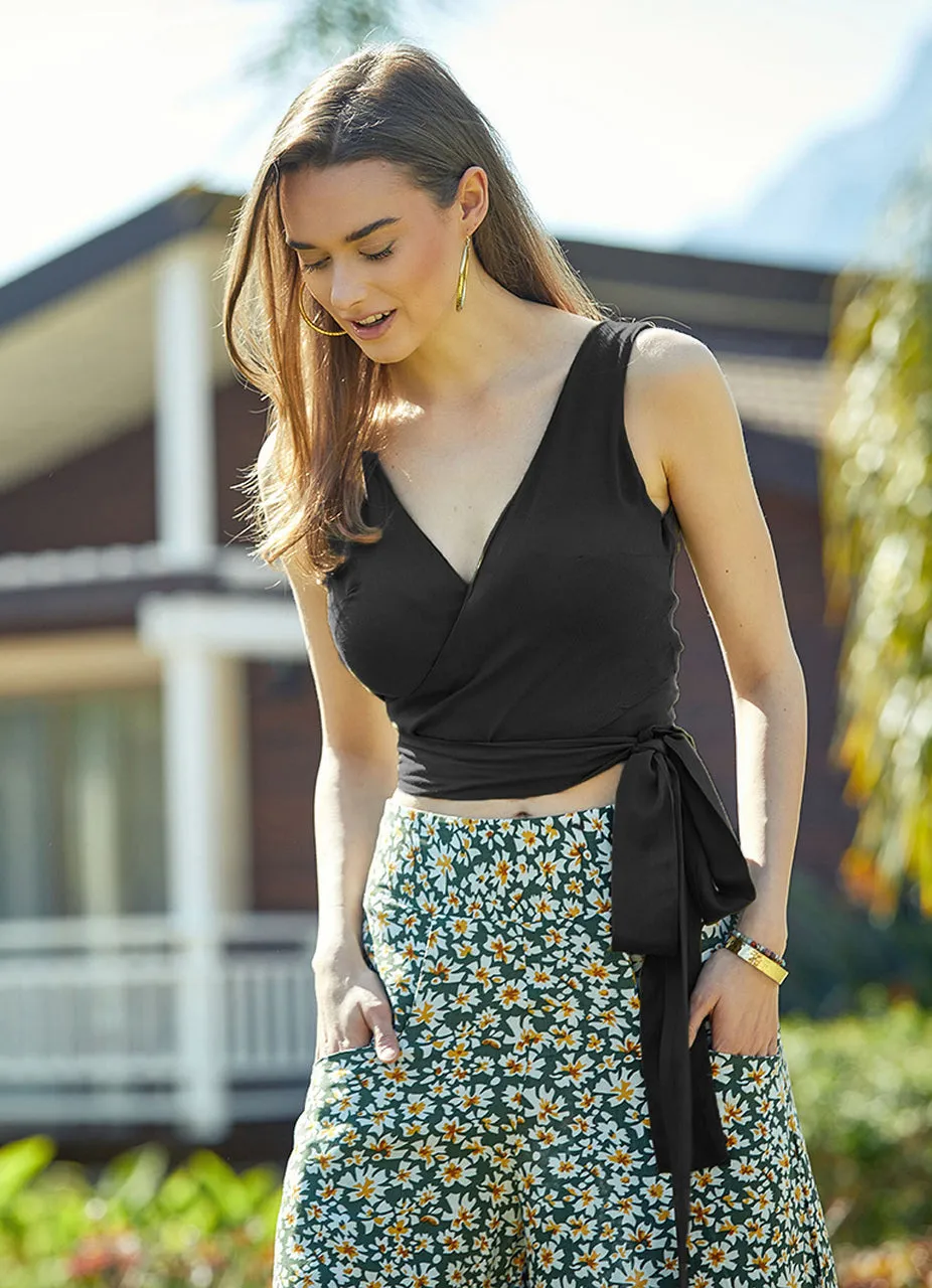 Sleeveless Wrap Crop Top