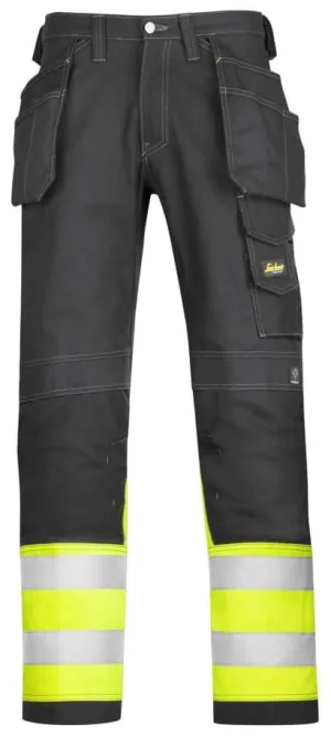 Snickers 3235 High-Visibility Cotton Work Trousers with holsters- Class 1 Protection