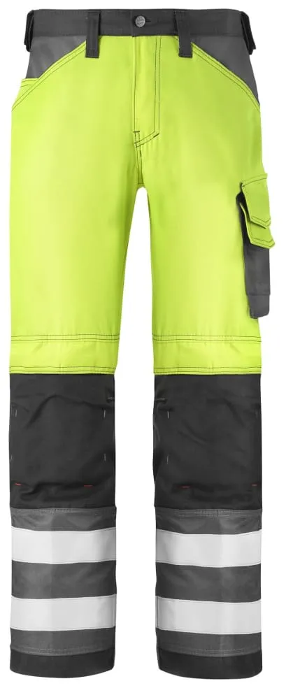 Snickers 3333 High Visibility 3 Series Work Trousers with Kneepad Pockets - Class 2