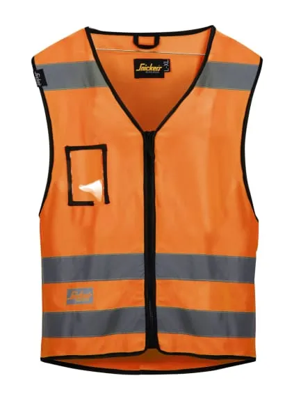 Snickers High Visibility Zipped Vest Class 2 with Multiple Pockets -9153