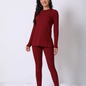 Solid Color Long-Sleeved Tops Casual Ripped Trousers Suit Wholesale Womens Clothing N3824091200013