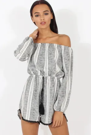 Stripe Off The Shoulder Playsuit - Abigail