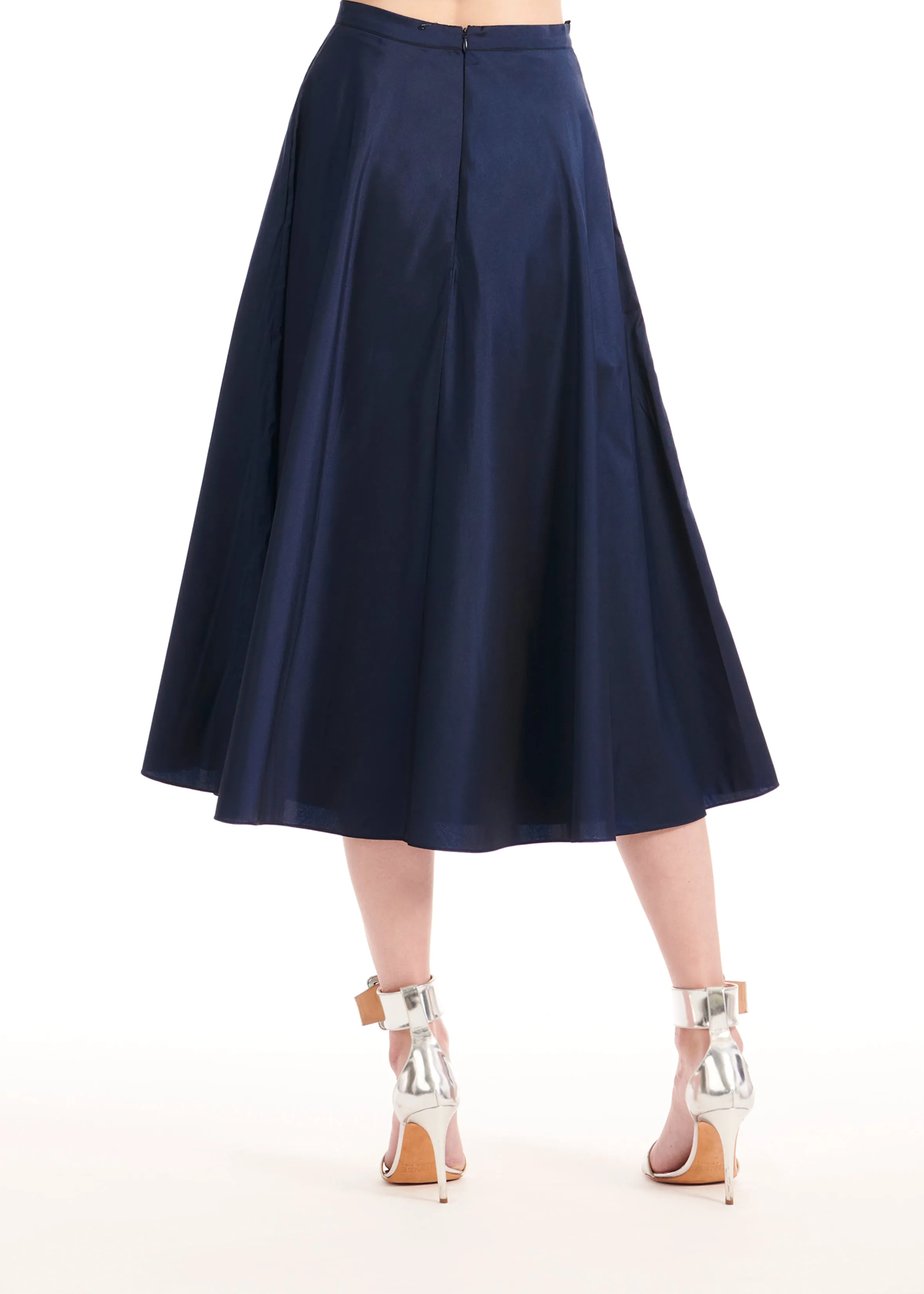 STRIPED TAFFETA DOUBLE WRAP SHIRT NAVY
