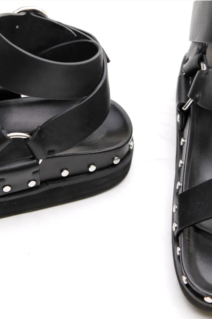 Studded Sandal Black Silver