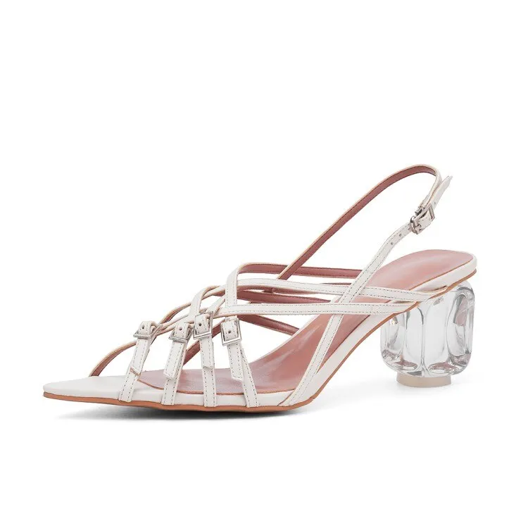 Summer Buckled Strappy Sandals Pointed Toe Women sandalias Crystal Heel Shoes Zapatos Transparentes Mujer 2019