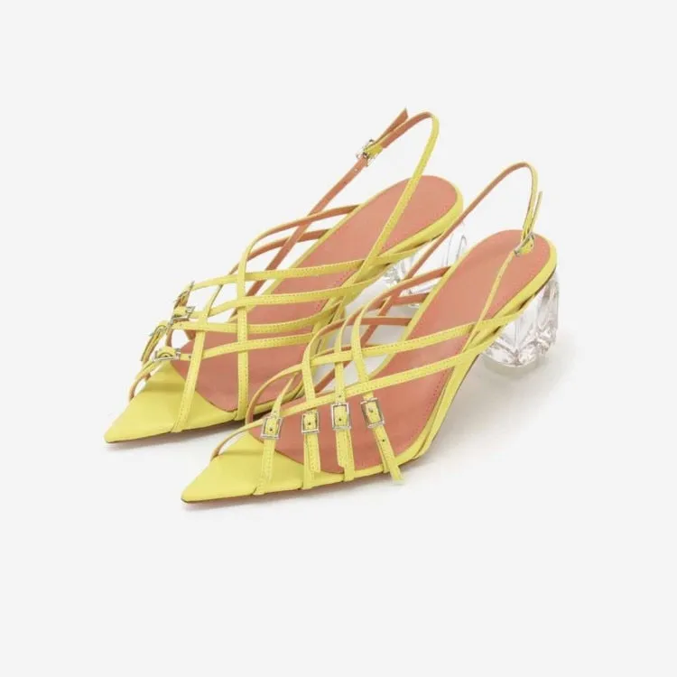 Summer Buckled Strappy Sandals Pointed Toe Women sandalias Crystal Heel Shoes Zapatos Transparentes Mujer 2019