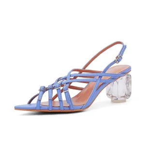 Summer Buckled Strappy Sandals Pointed Toe Women sandalias Crystal Heel Shoes Zapatos Transparentes Mujer 2019