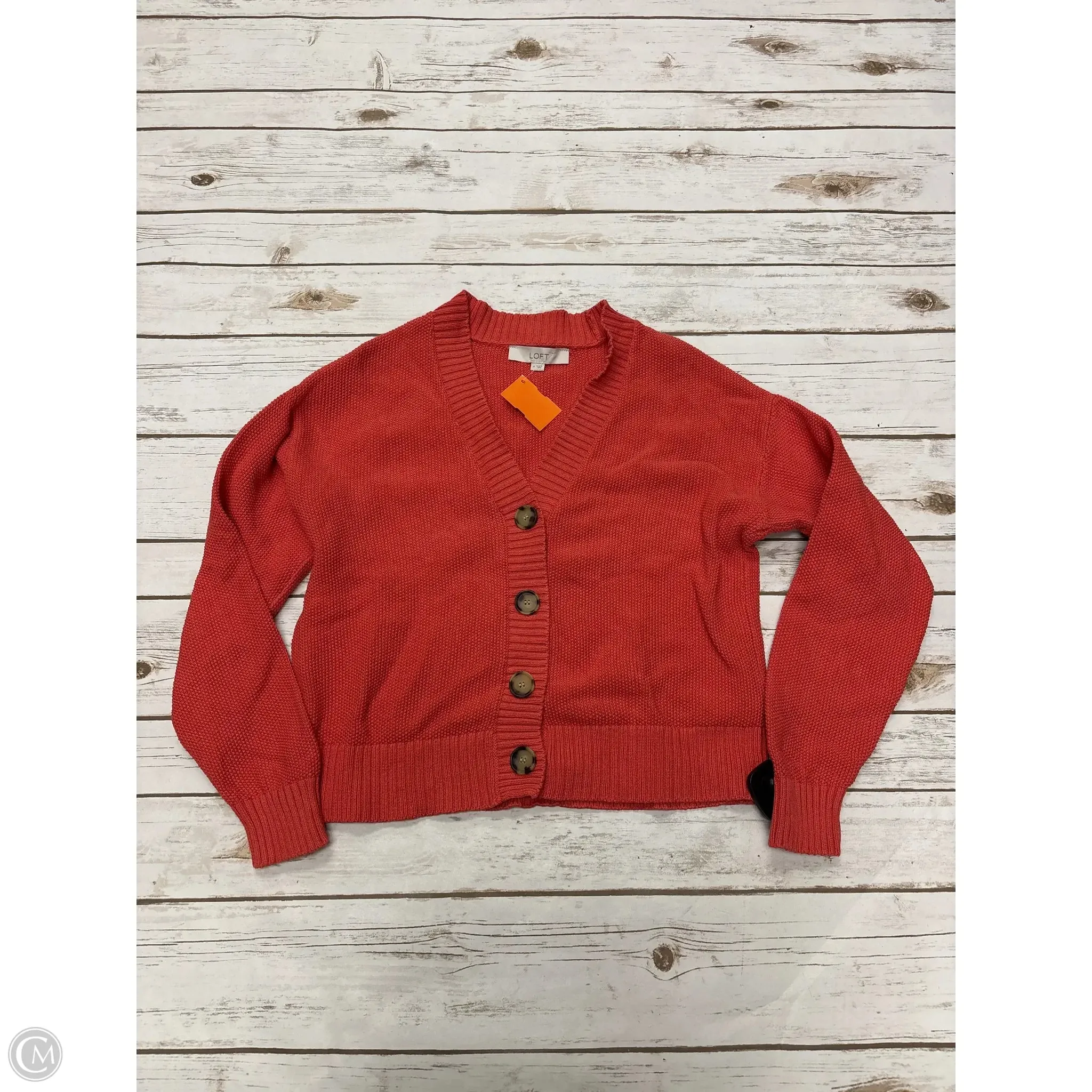 Sweater Cardigan By Loft In Coral, Size: M