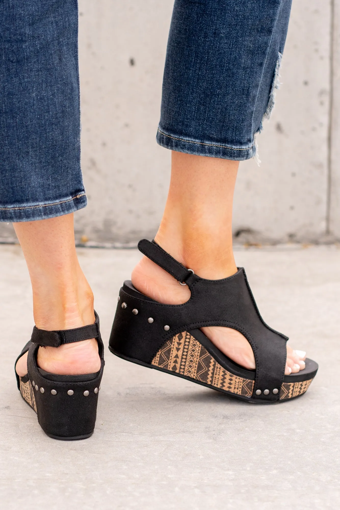 Tabitha Wedge Sandals - Black