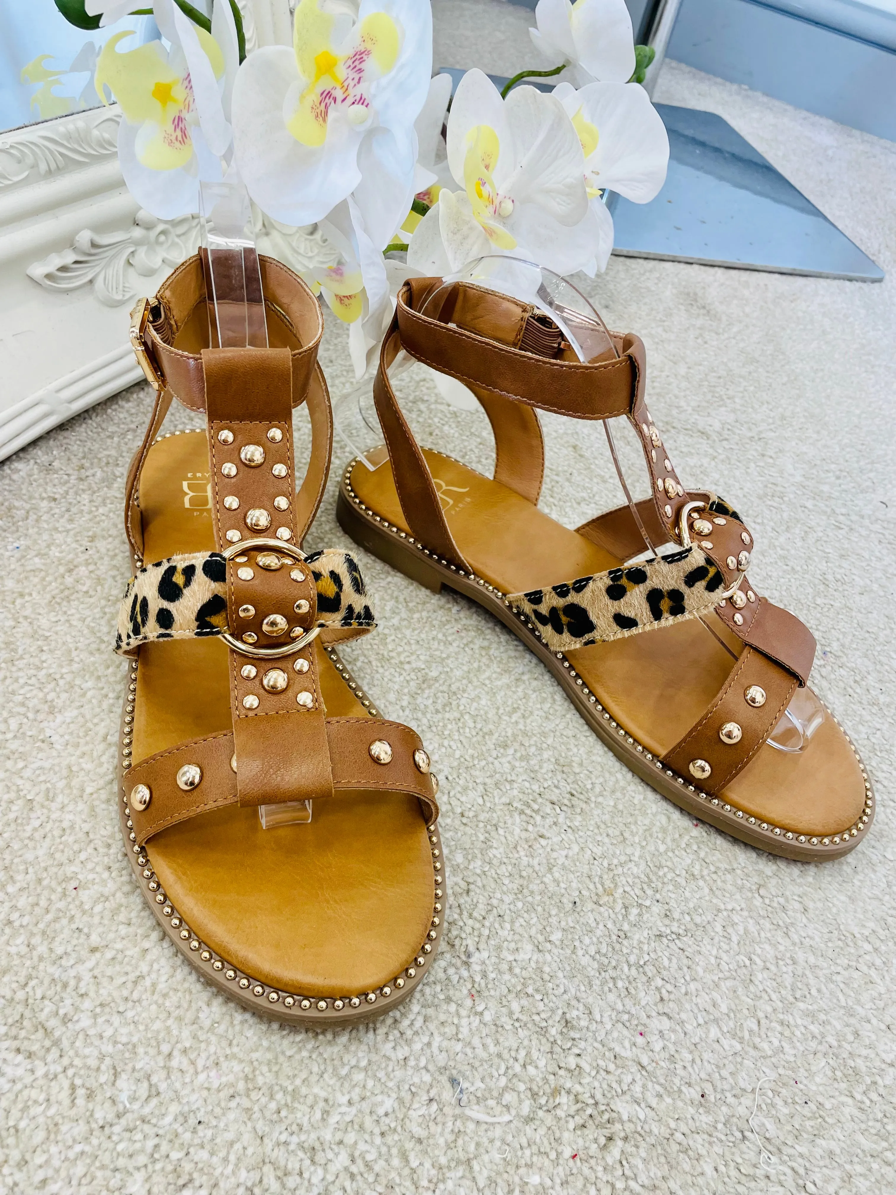 TAN GLADIATOR SANDALS ( LA 178 )