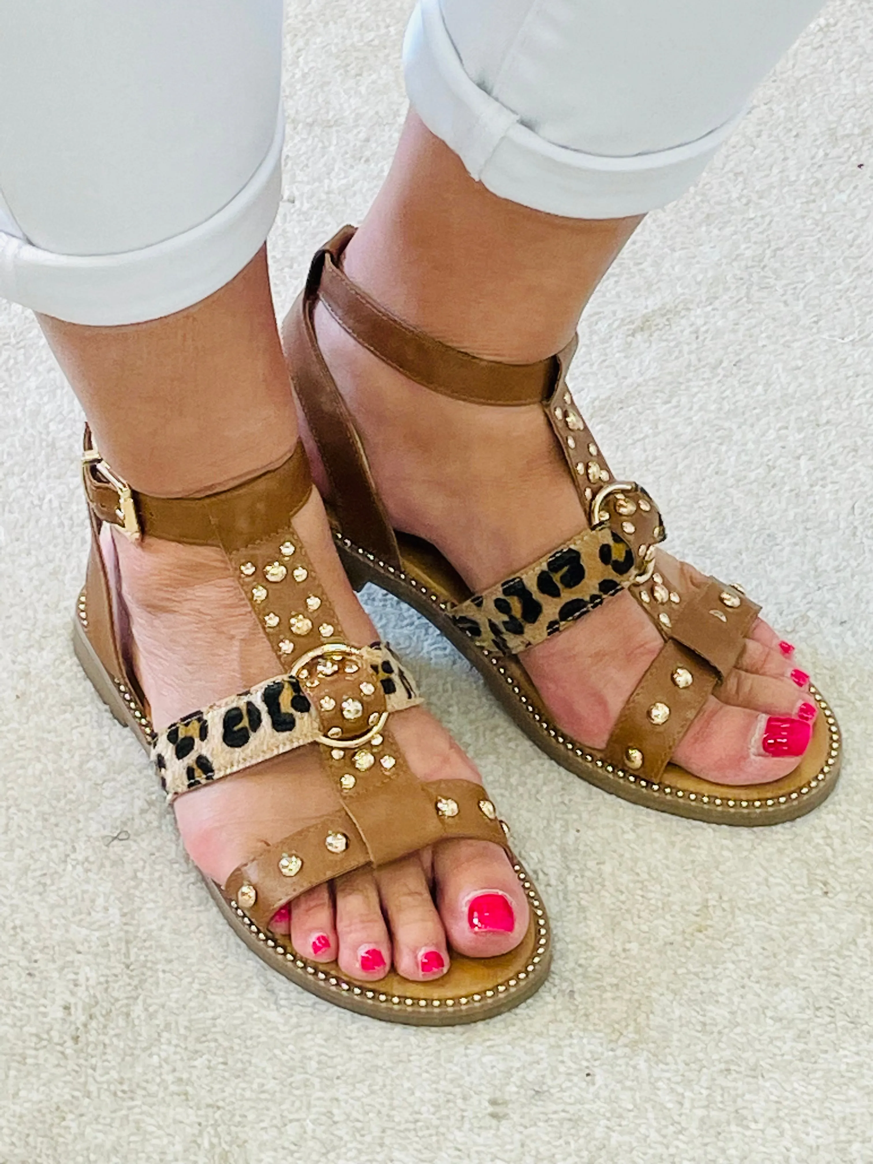 TAN GLADIATOR SANDALS ( LA 178 )