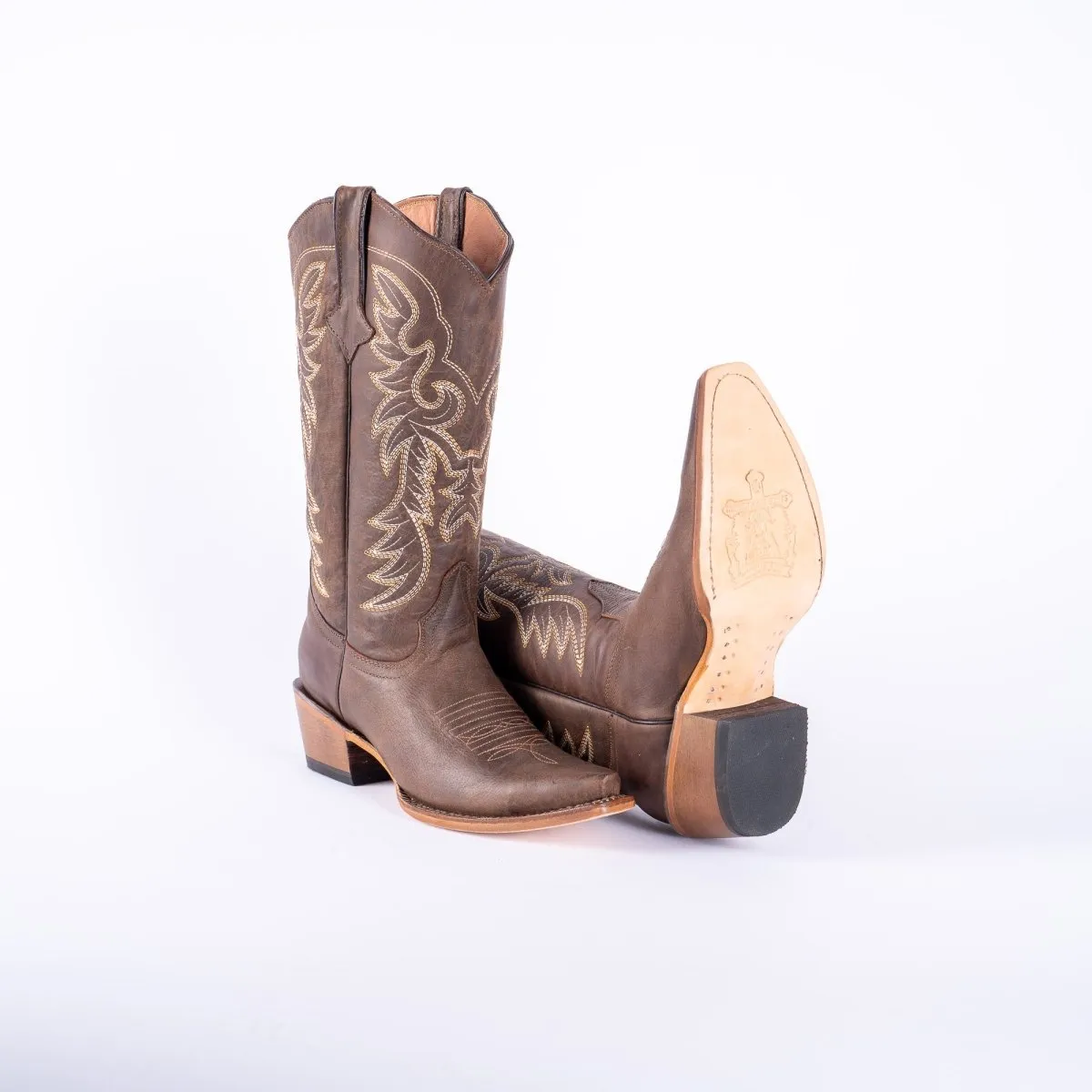 TANNER MARK WOMEN’S Classic Brown Calf Cowgirl Boots Snip toe