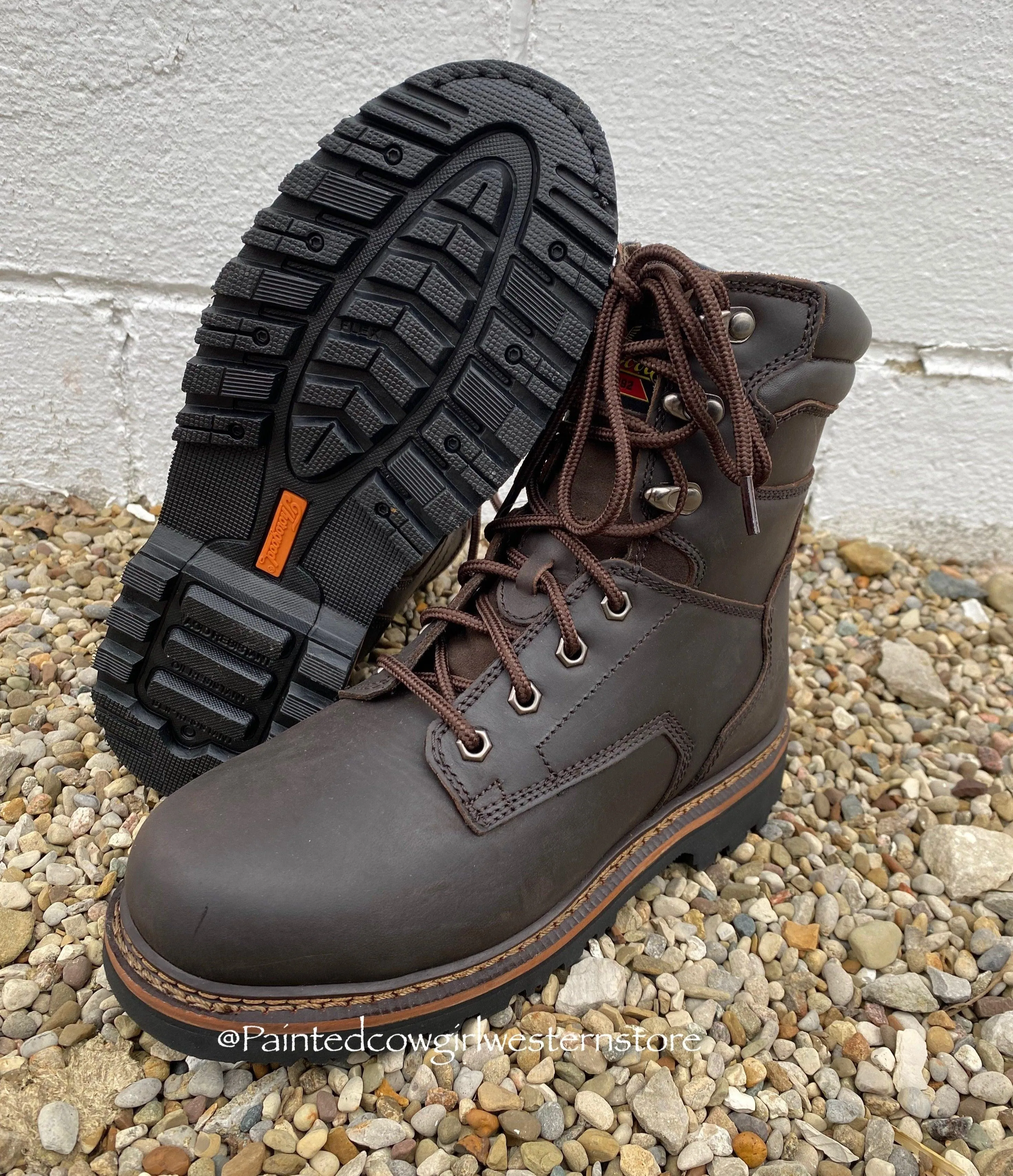 Thorogood Men’s V- Series 8" Brown Oiled Nubuck Leather Steel Toe Lace Up Work Boots 804-4279