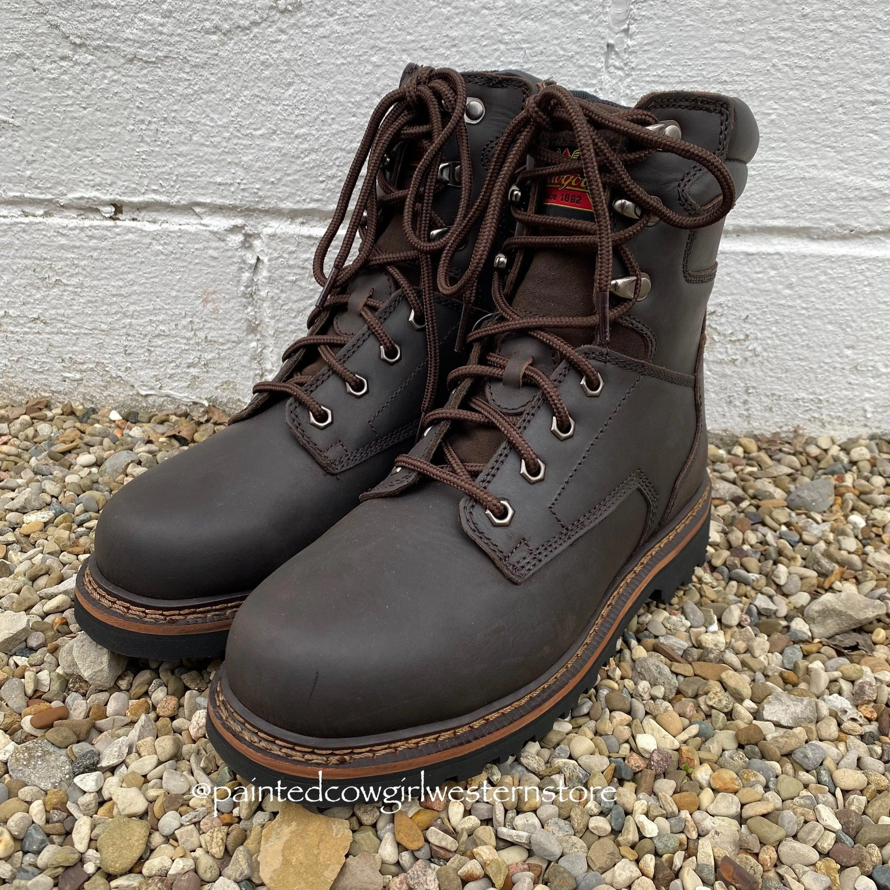 Thorogood Men’s V- Series 8" Brown Oiled Nubuck Leather Steel Toe Lace Up Work Boots 804-4279