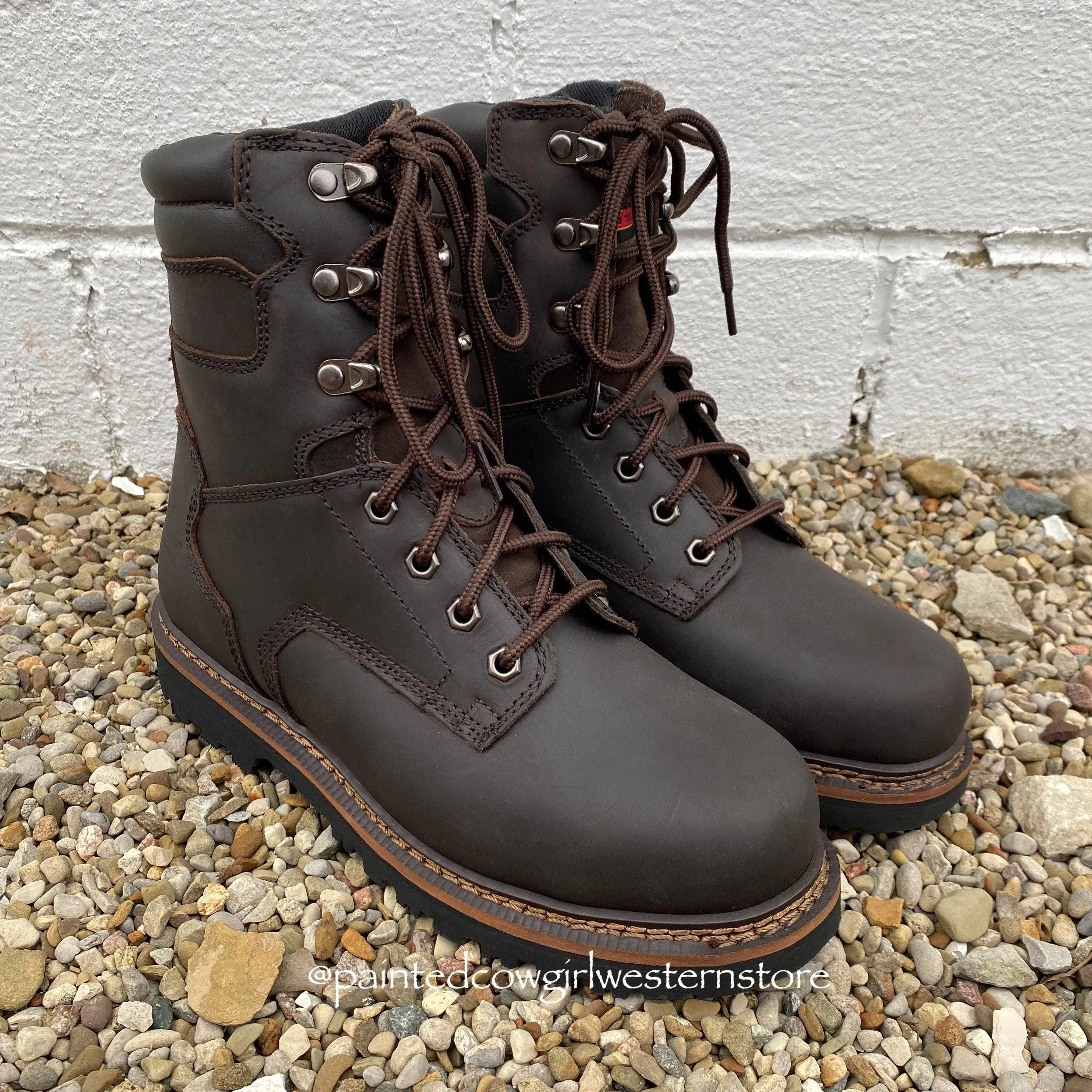 Thorogood Men’s V- Series 8" Brown Oiled Nubuck Leather Steel Toe Lace Up Work Boots 804-4279
