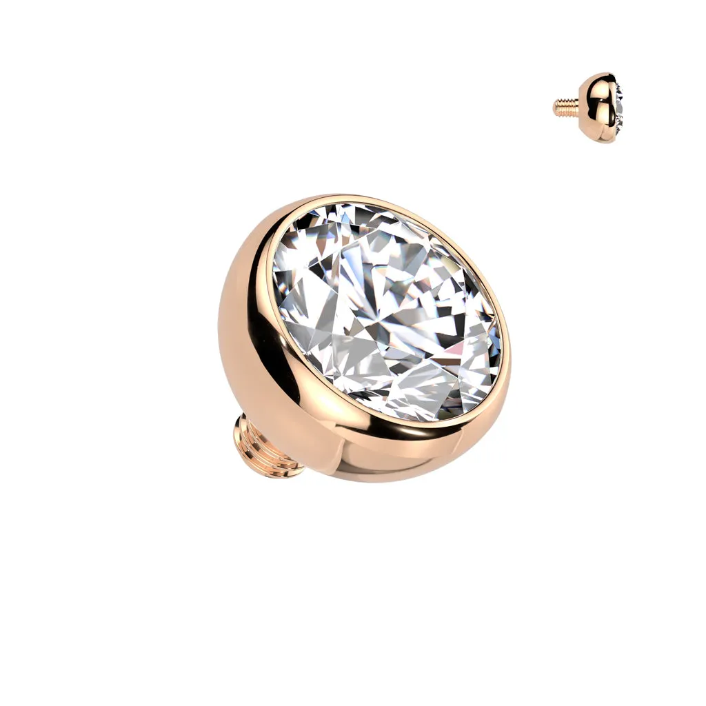 Titanium Internally Threaded Bezel CZ Ball Top 16G