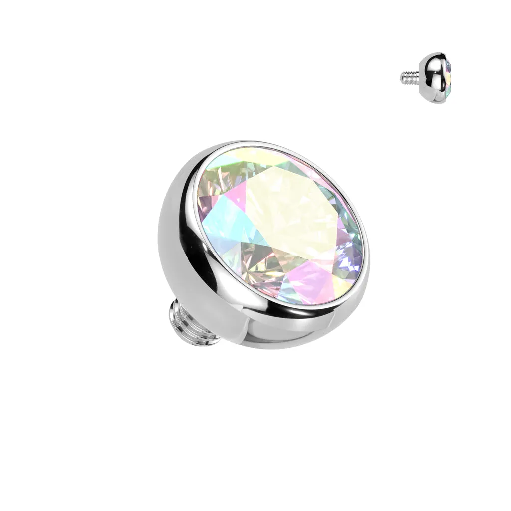 Titanium Internally Threaded Bezel CZ Ball Top 16G