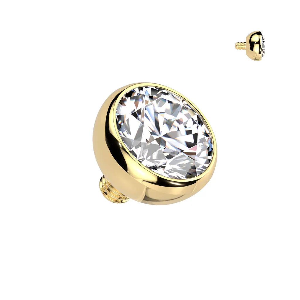 Titanium Internally Threaded Bezel CZ Ball Top 16G