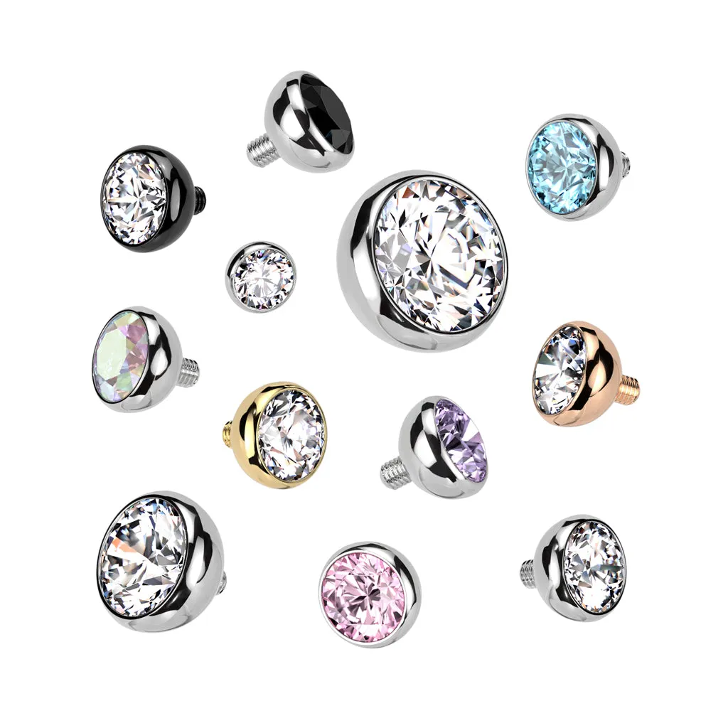 Titanium Internally Threaded Bezel CZ Ball Top 16G