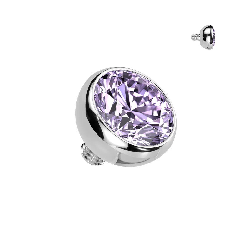 Titanium Internally Threaded Bezel CZ Ball Top 16G