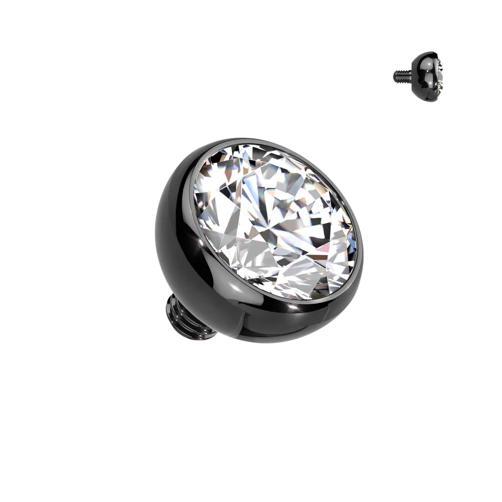 Titanium Internally Threaded Bezel CZ Ball Top 16G
