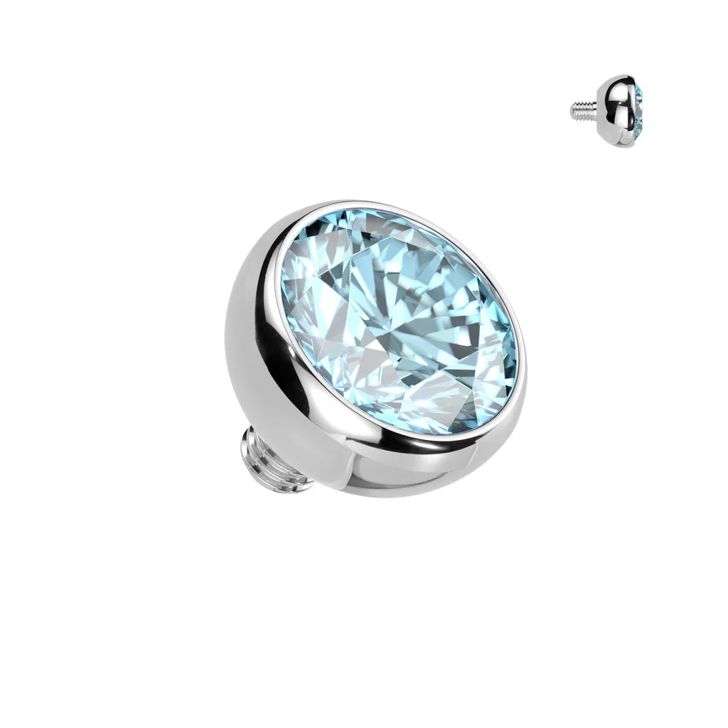Titanium Internally Threaded Bezel CZ Ball Top 16G