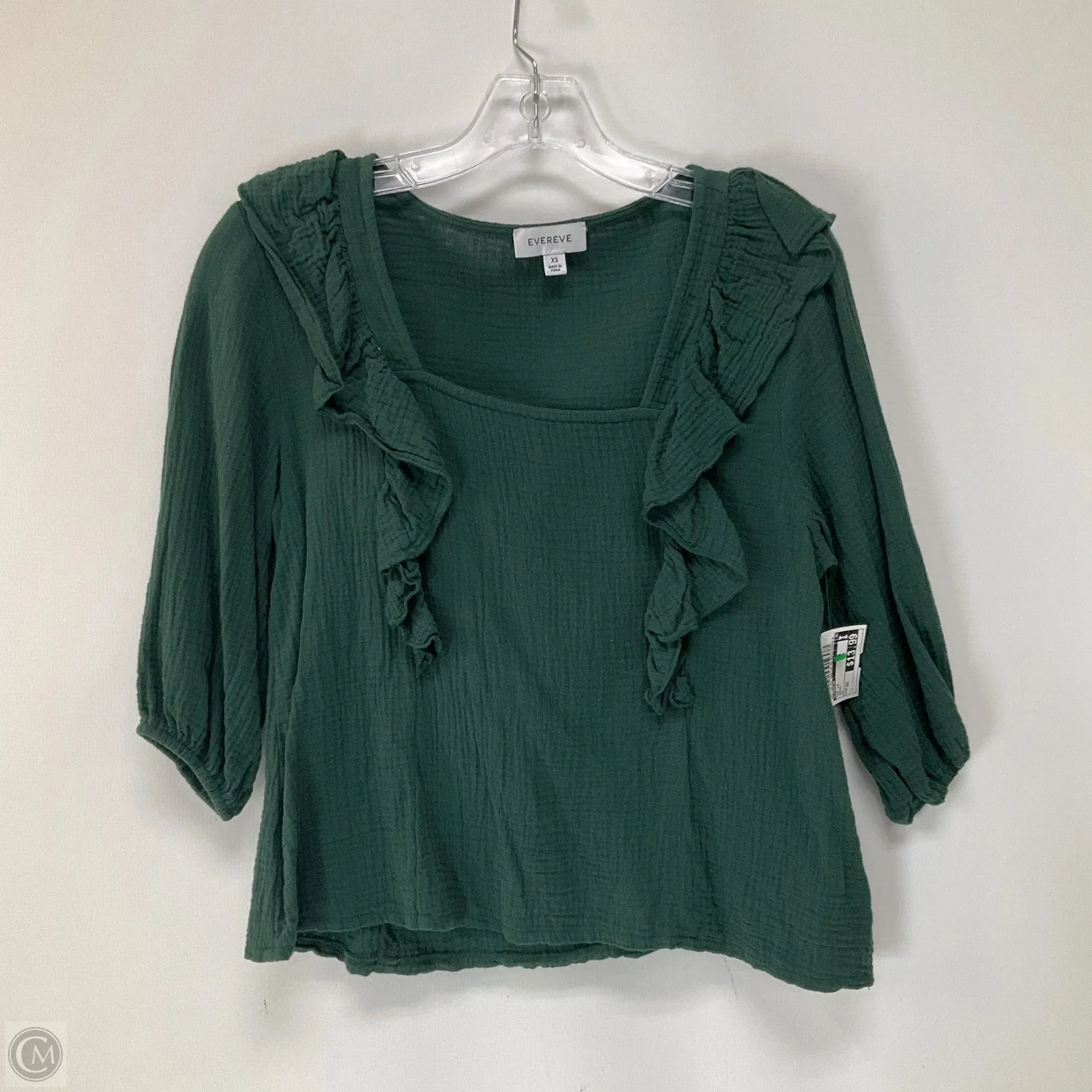 Top Long Sleeve By Evereve In Green, Size: Xs