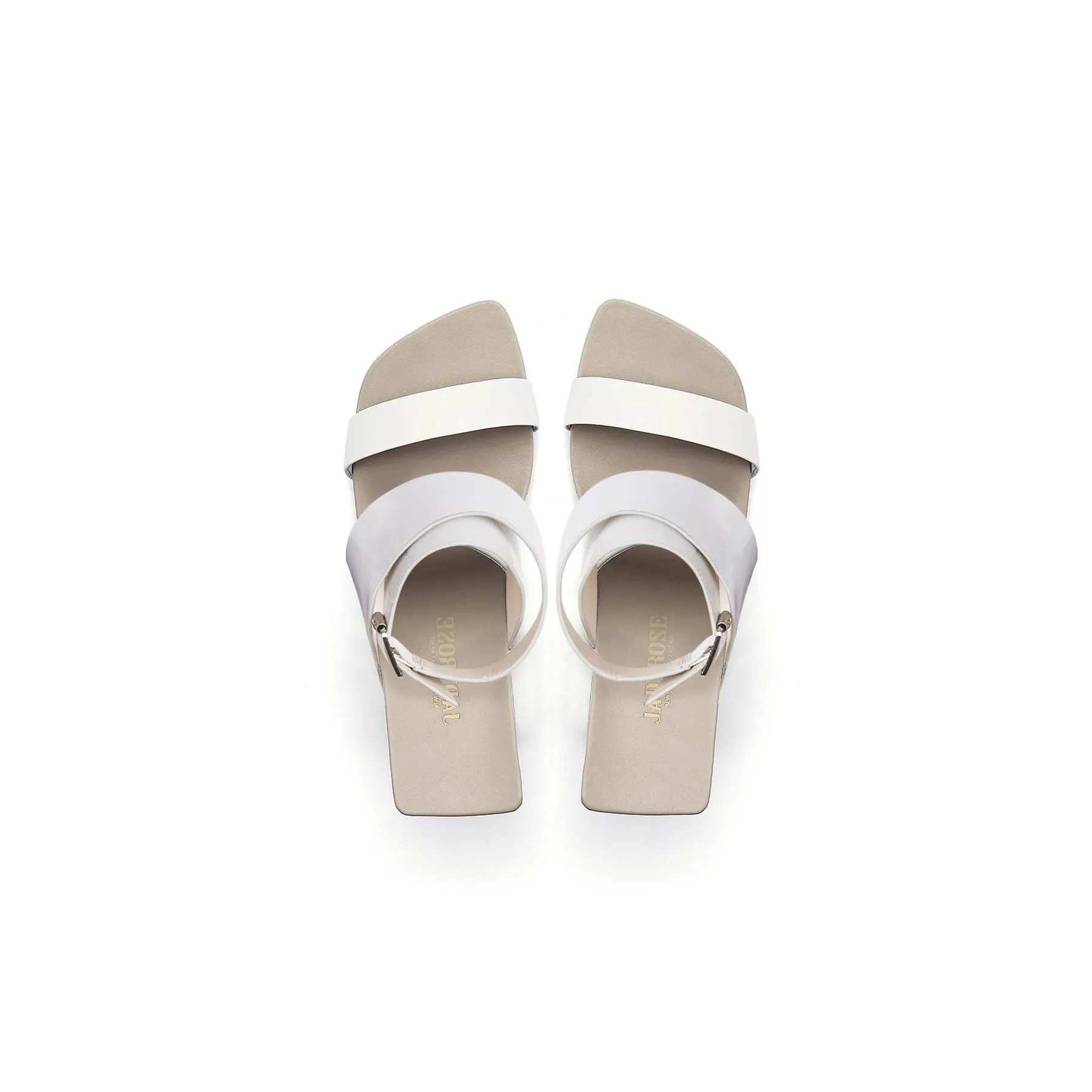 Twist Strap Open-Heel Leather Slide Sandal - Cream