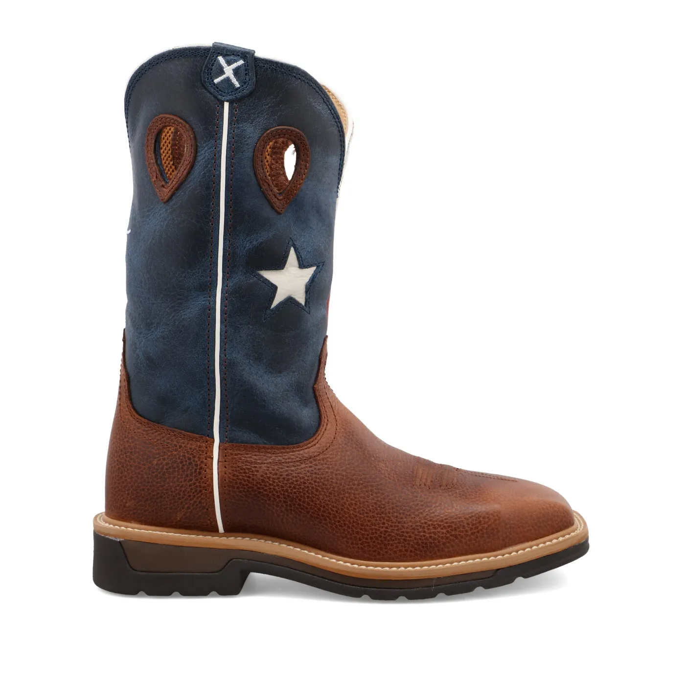 Twisted X Men's 12" Western Work Boot - Brown & Texas Flag