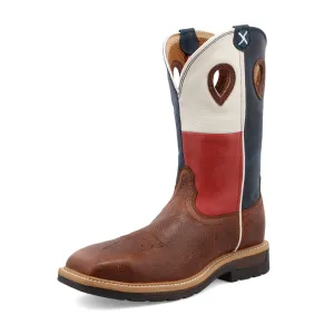 Twisted X Men's 12" Western Work Boot - Brown & Texas Flag