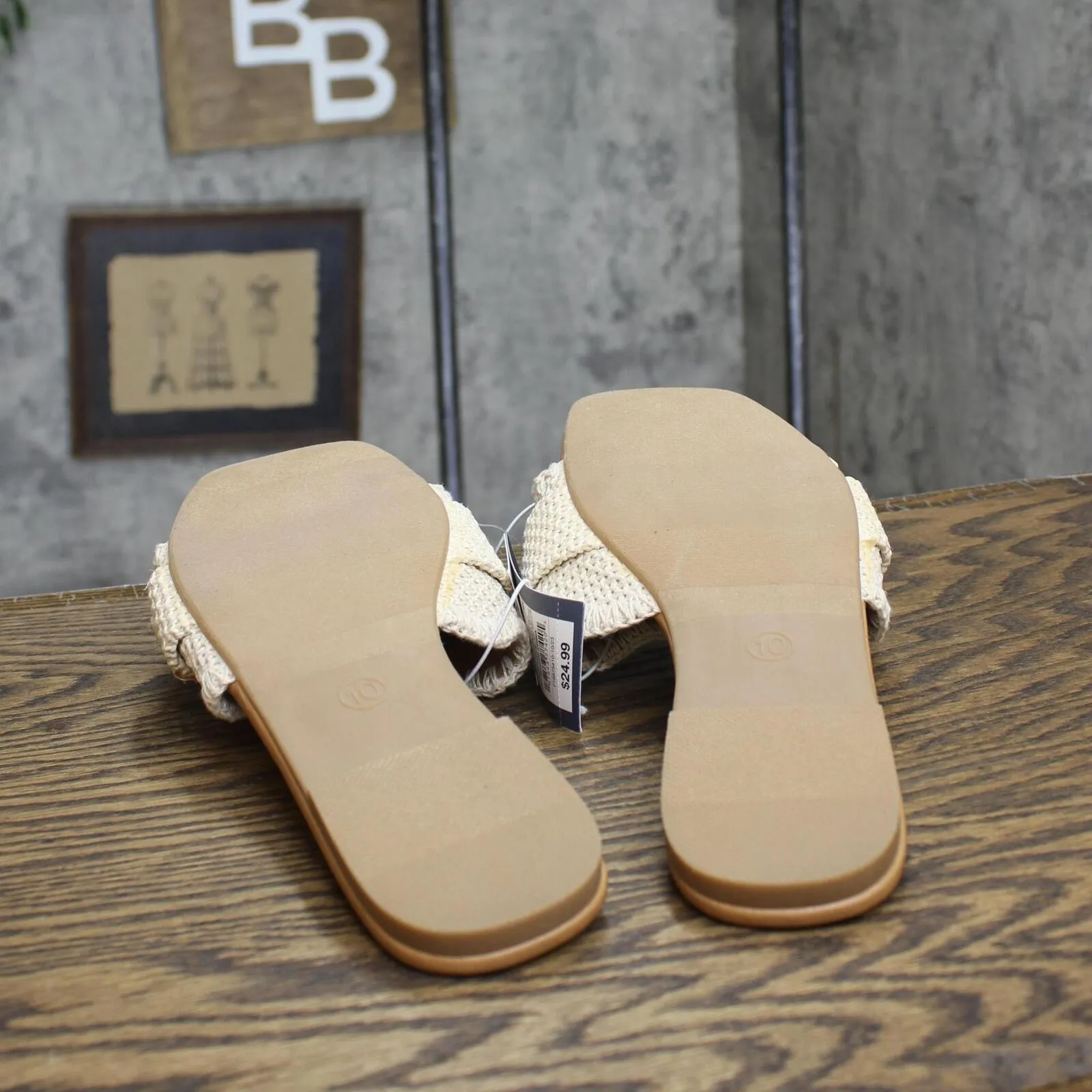 Universal Thread Chrissy Slide Sandals with Memory Foam Insole Beige Brown 10M