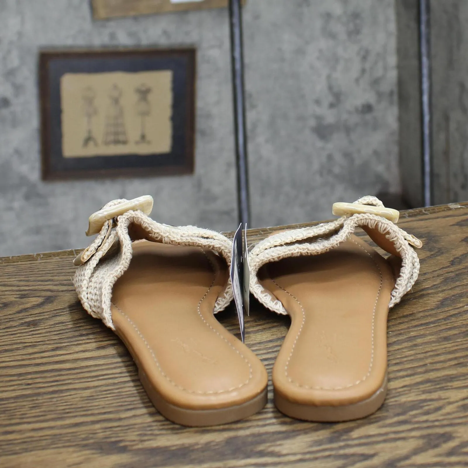 Universal Thread Chrissy Slide Sandals with Memory Foam Insole Beige Brown 6M