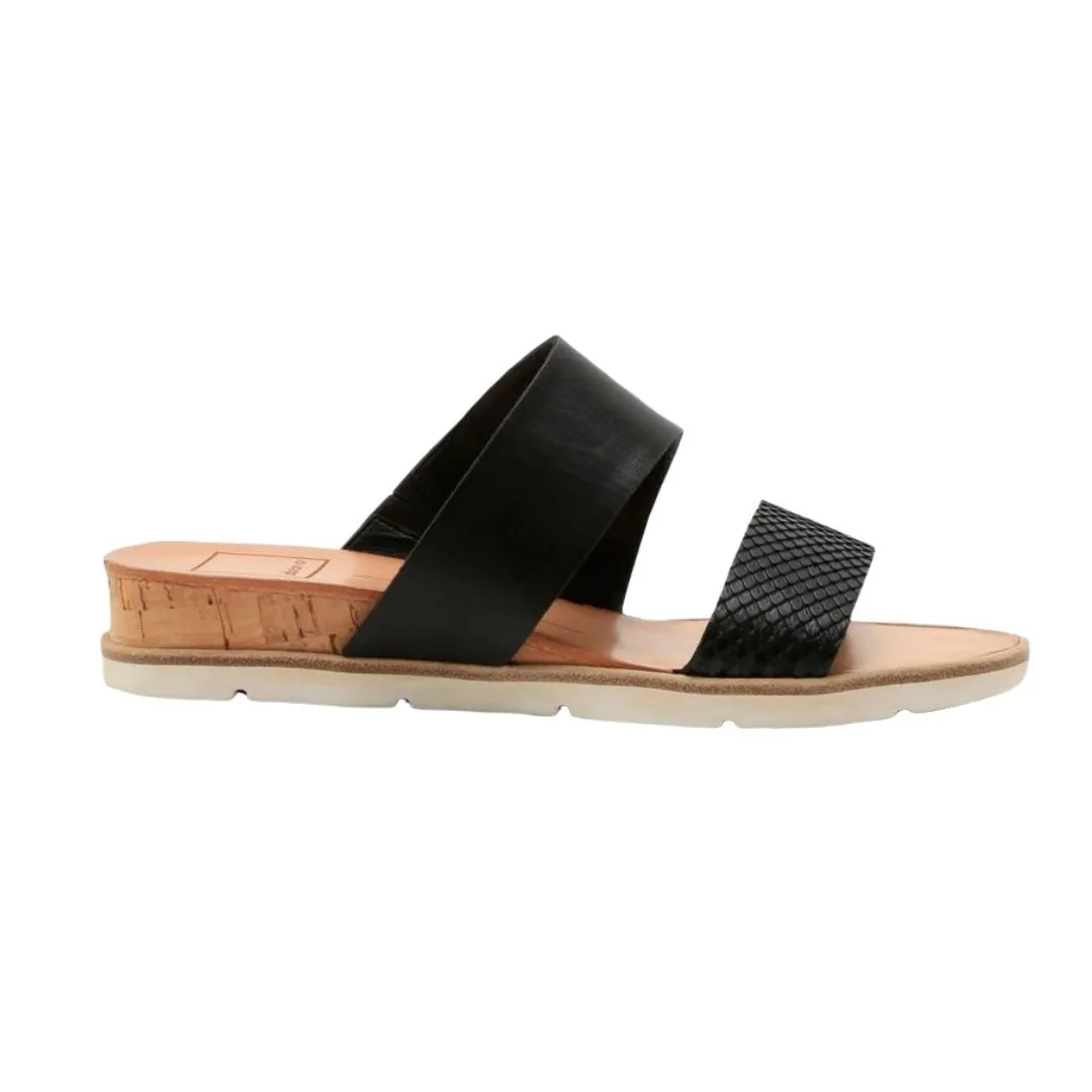 Vala Embossed-Leather Slide Sandals