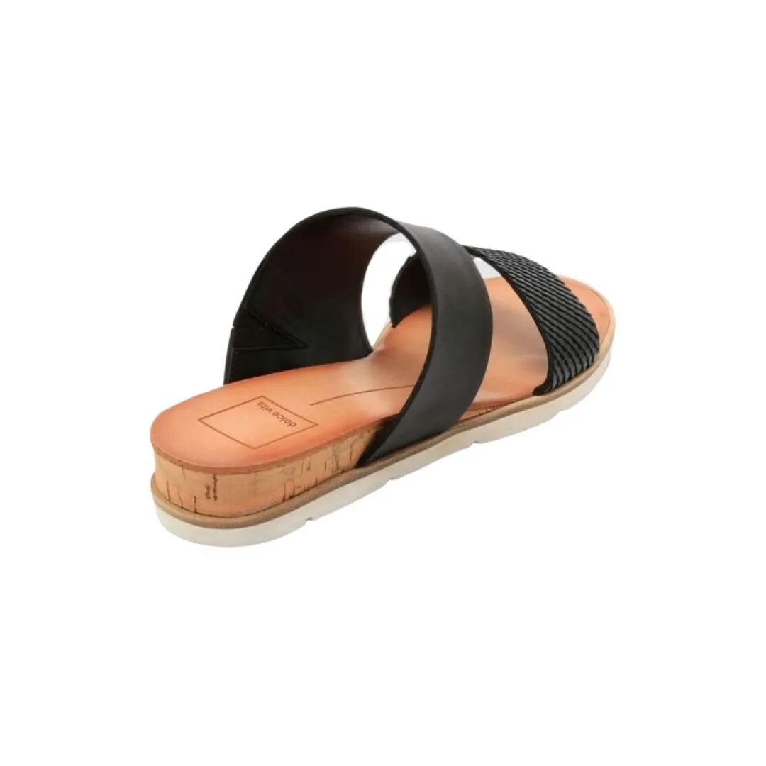 Vala Embossed-Leather Slide Sandals